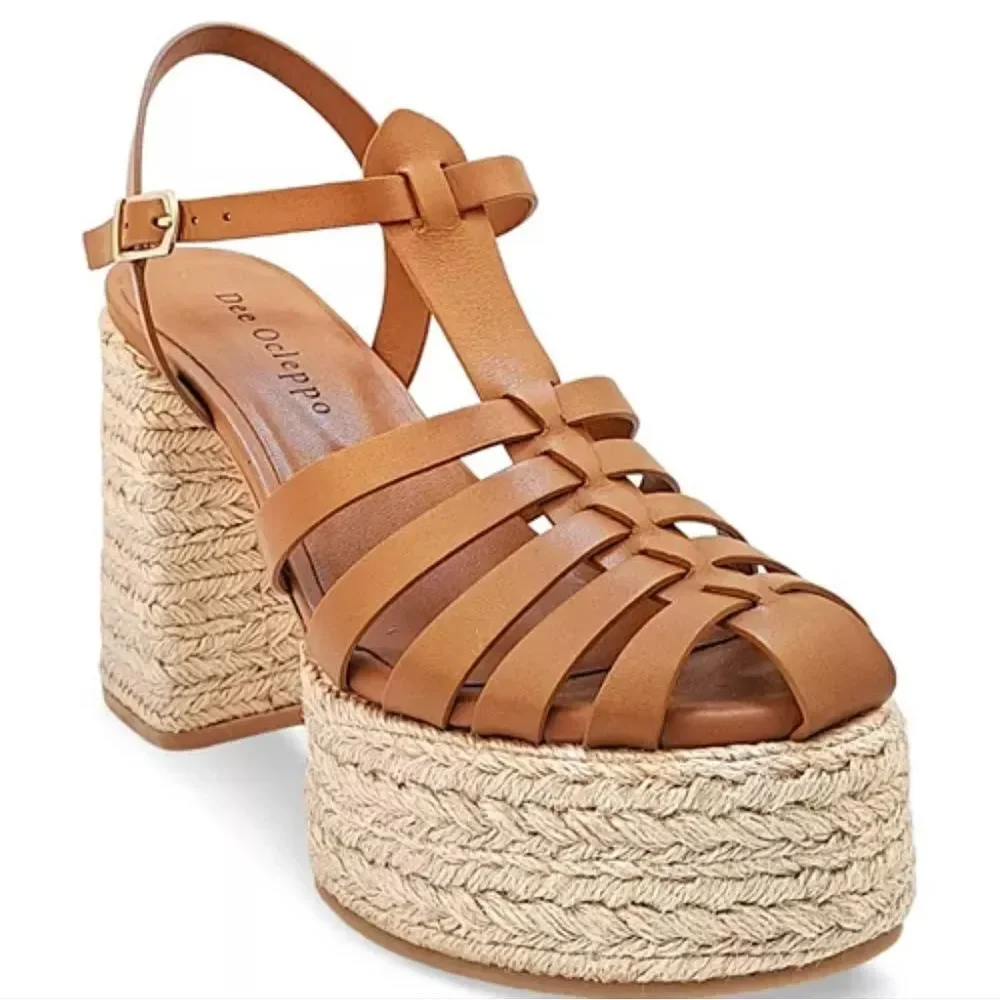 Dee Ocleppo Womens Tulum High Heel Platform Espadrille Fisherman Sandals
